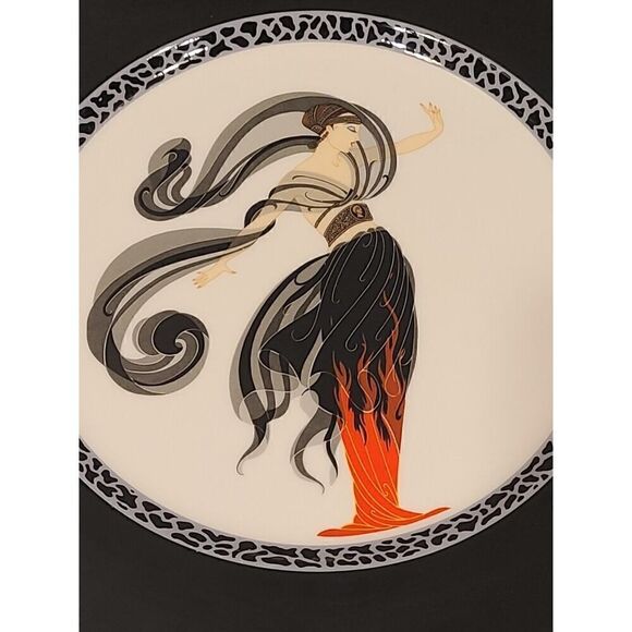 Erte 12" 1985 Flames D'Amour Art Deco Plate, Charger Bone China A3053 Gold Trim - Picture 2 of 8
